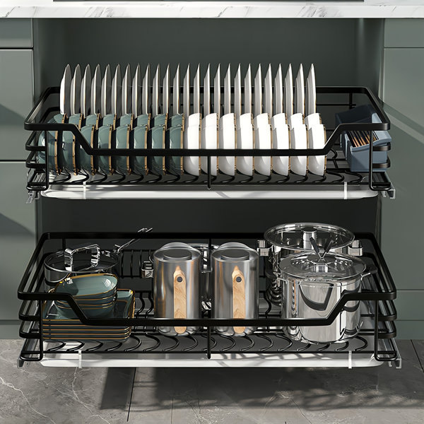 Tonchean 2 Tier Stainless Steel Pull Out Kitchen Drawer Basket Wayfair